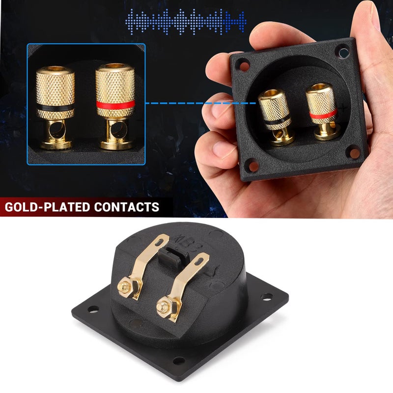 Facmogu 2PCS 2.2 Inch Square 2-Way Speaker Box Terminal Cup with Banana Plugs, Screw Type Binding Post Subwoofer Box Speaker Terminal Plates for DIY Home Car Stereo Subwoofer - Image 5